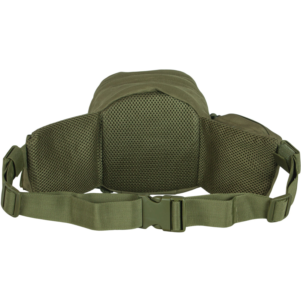 Back panel of fanny pack showing breathable mesh