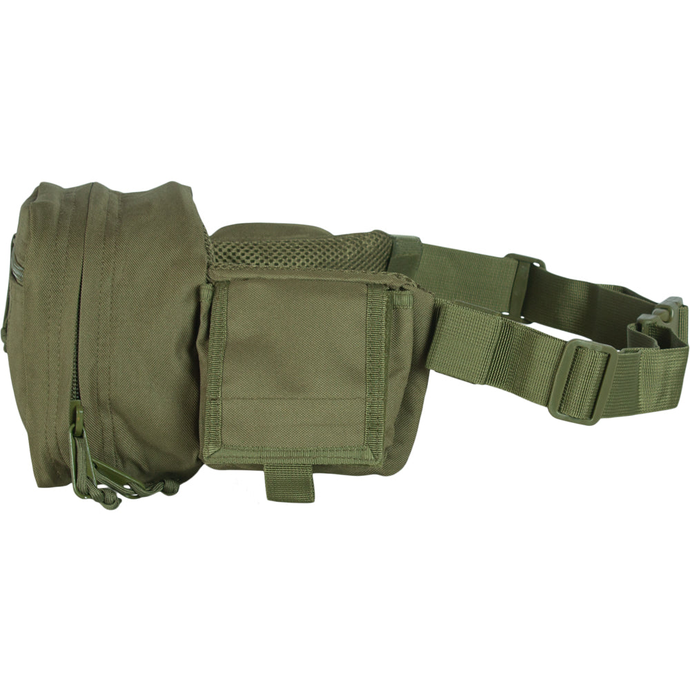 Side view of tactical fanny pack with adjustable belt